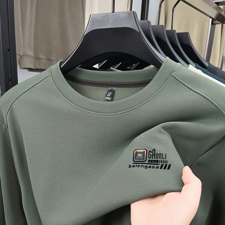 Herren Sweatshirt Langarm Strukturiert Logo Trendy