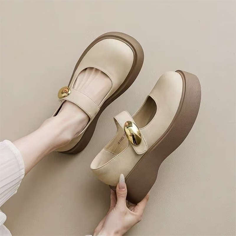 Damen Plateau Ballerinas Elegant Schnalle Modisch Hoch
