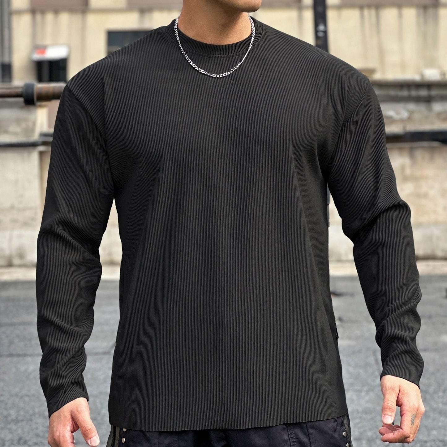 Herren Langarmshirt Rippstoff Lässig Modern Berlin