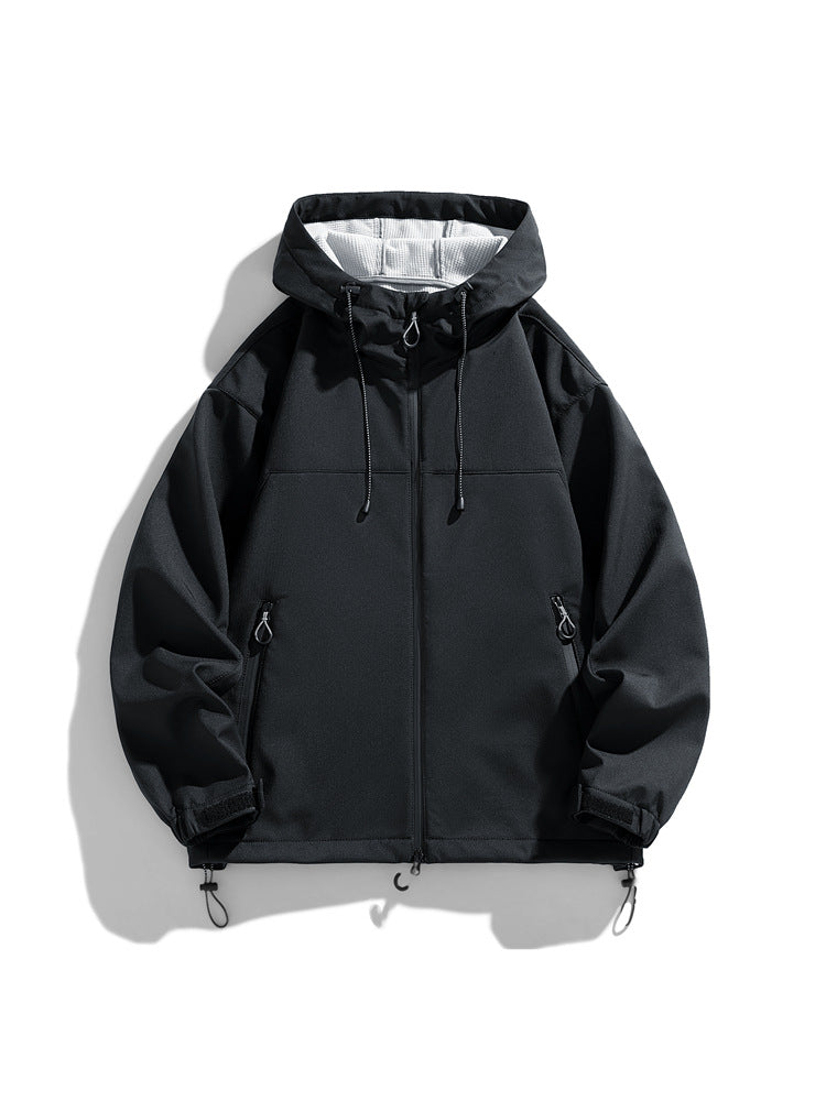 Herren Outdoorjacke Winddicht Funktionell Verstellbare Kapuze