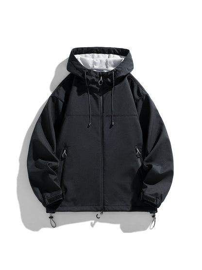 Herren Outdoorjacke Winddicht Funktionell Verstellbare Kapuze