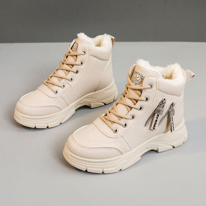 Damen Sneaker High-Top Warmfutter Reißverschluss Modisch