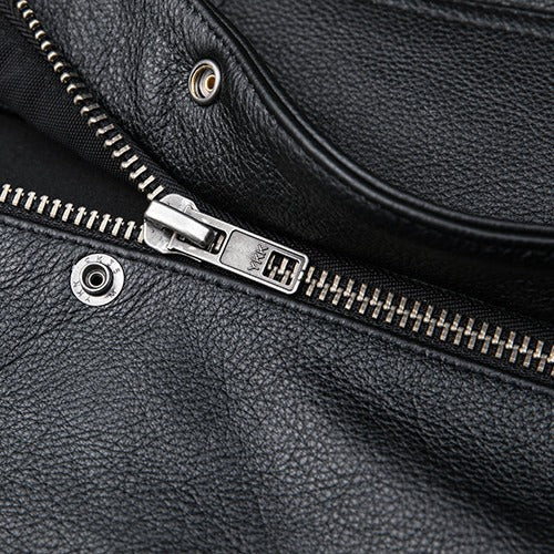 Lederweste Herren Modern mit Taschen Stehkragen Schwarz