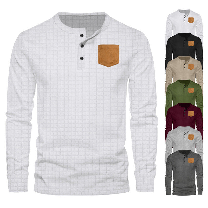 Herren Langarm-Shirt Modisch mit Kontrast-Tasche - BerlinGlamour