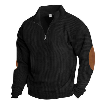 Herren Fleece-Pullover Leder Detail Modern Berlin Style