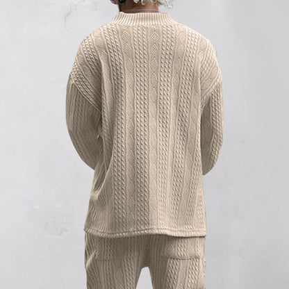 Herren Pullover Lässig Zopfmuster V-Ausschnitt Trendy