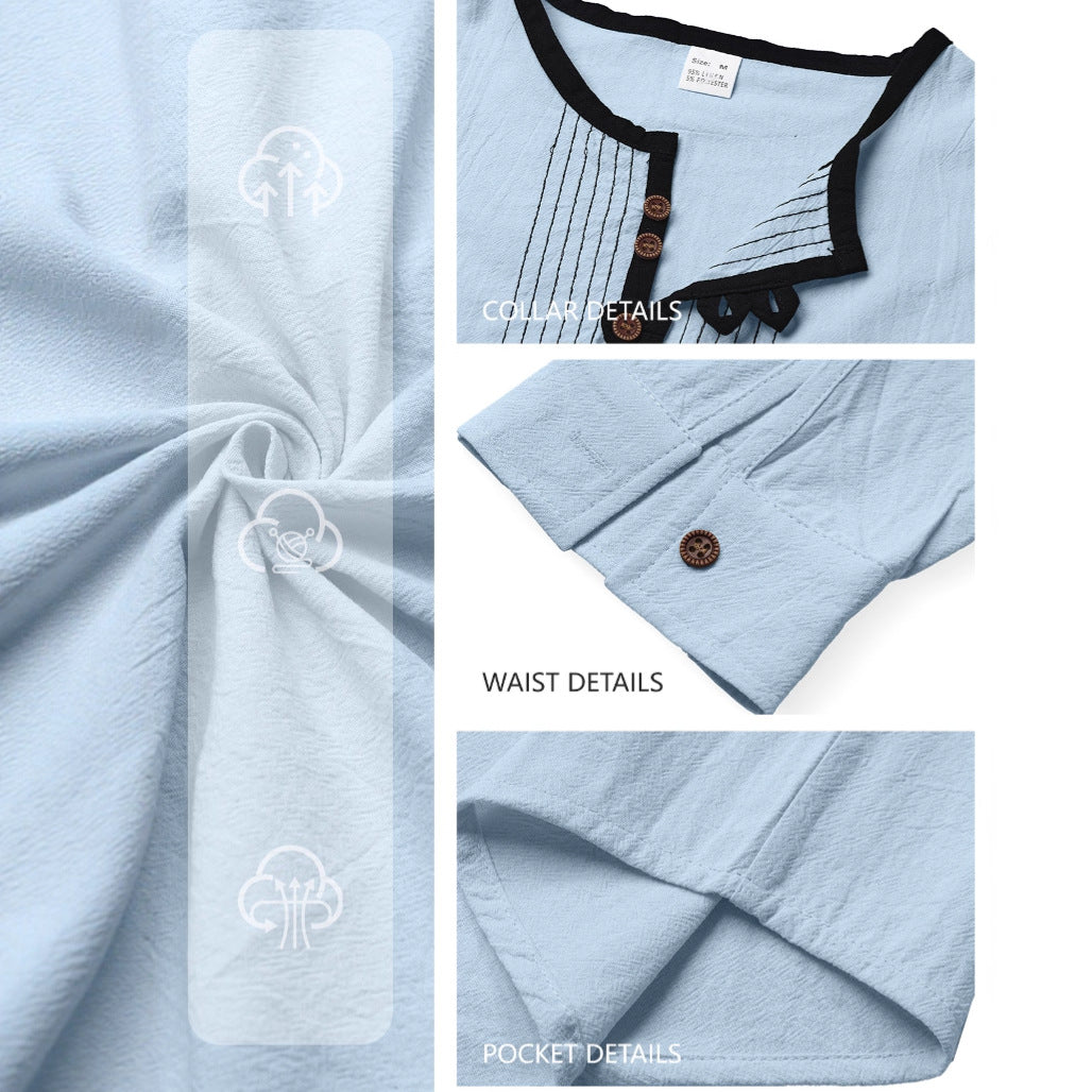 Herren Langarmshirt Modern mit Knopfverschluss Elegant