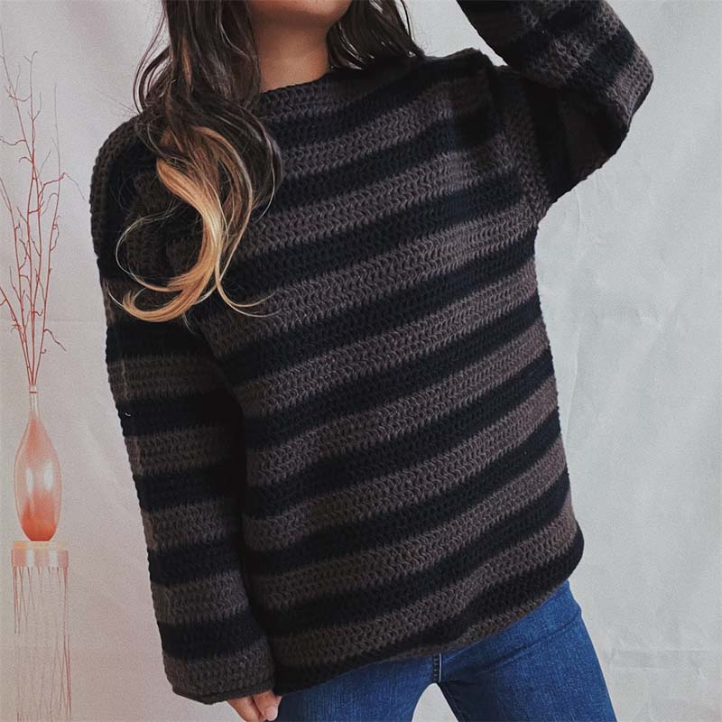Gestreifter Strickpullover Weich Pastellfarben Damen