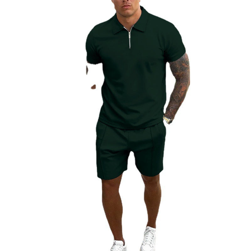 Herren Freizeit-Set Kurz Reißverschluss Elastisch Modern
