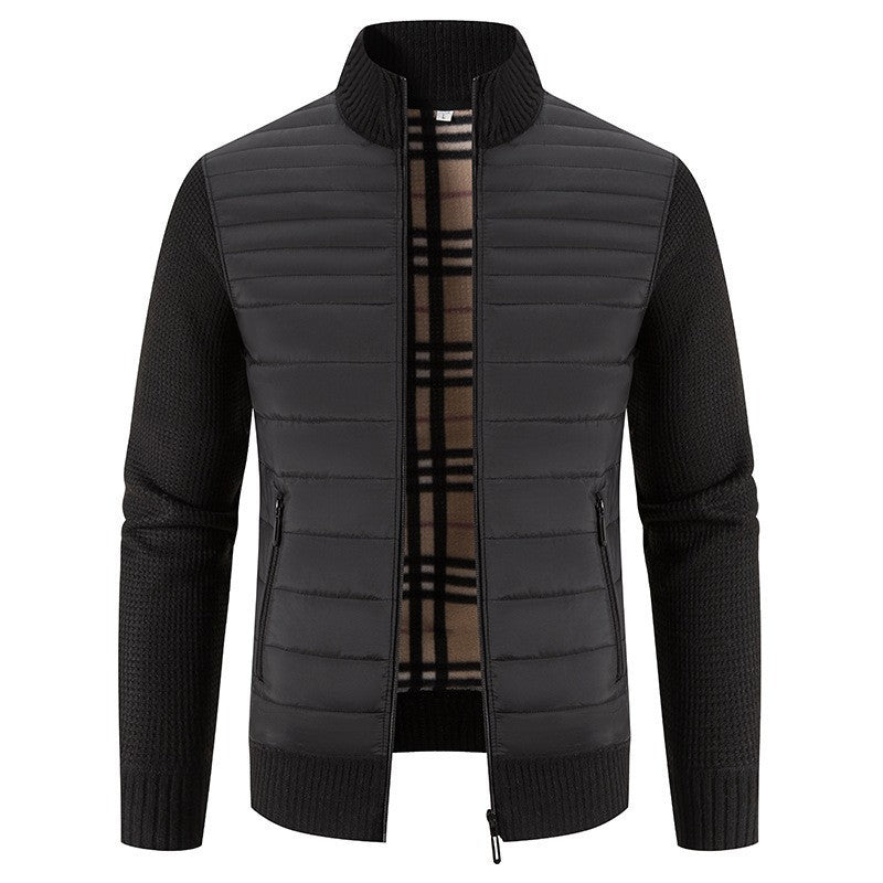 Herren Steppjacke Modern mit Strickärmeln und Hochkragen