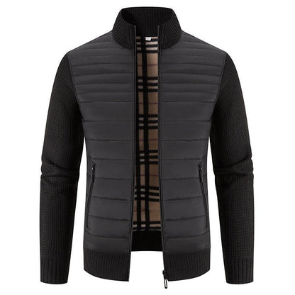 Herren Steppjacke Modern mit Strickärmeln und Hochkragen