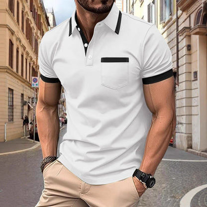 Herren Polohemd Kurzarm Modern Kontrast