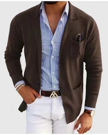 Herren Strickjacke Elegantes Design Mit Taschen