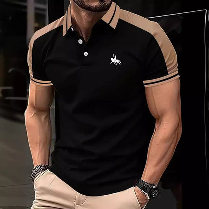 Herren Polo Shirt Kontrastkragen Sportlich Modern