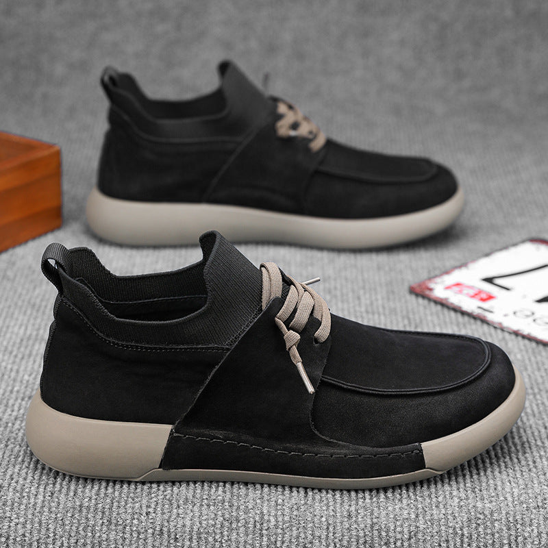 Damen Sneaker Weich Nubukleder Elastisch Bequem