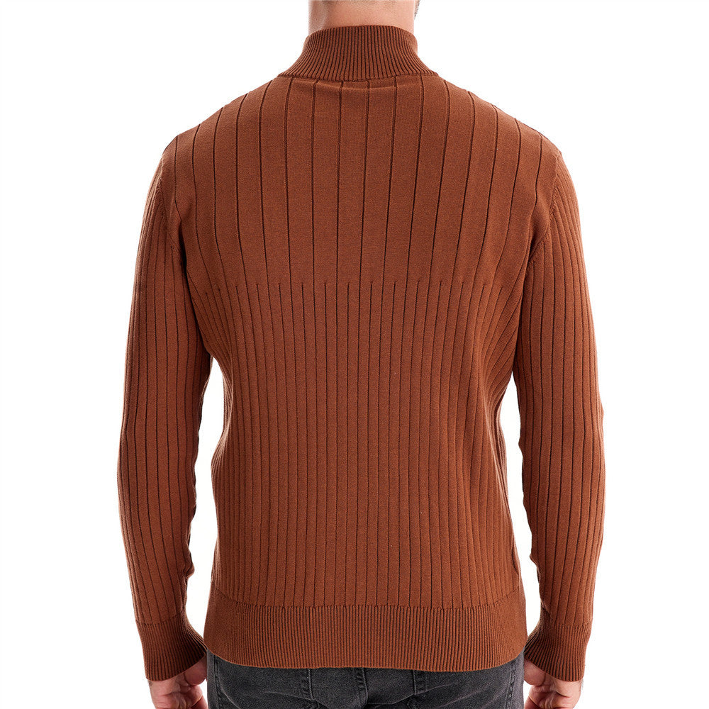 Herren Pullover Halbzipper Rippstruktur Modern