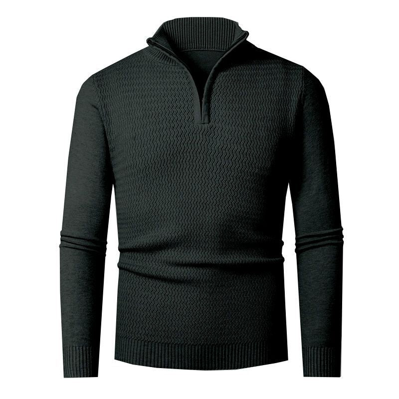 Herren Strickpullover Modern mit Reißverschluss und Wellenmuster