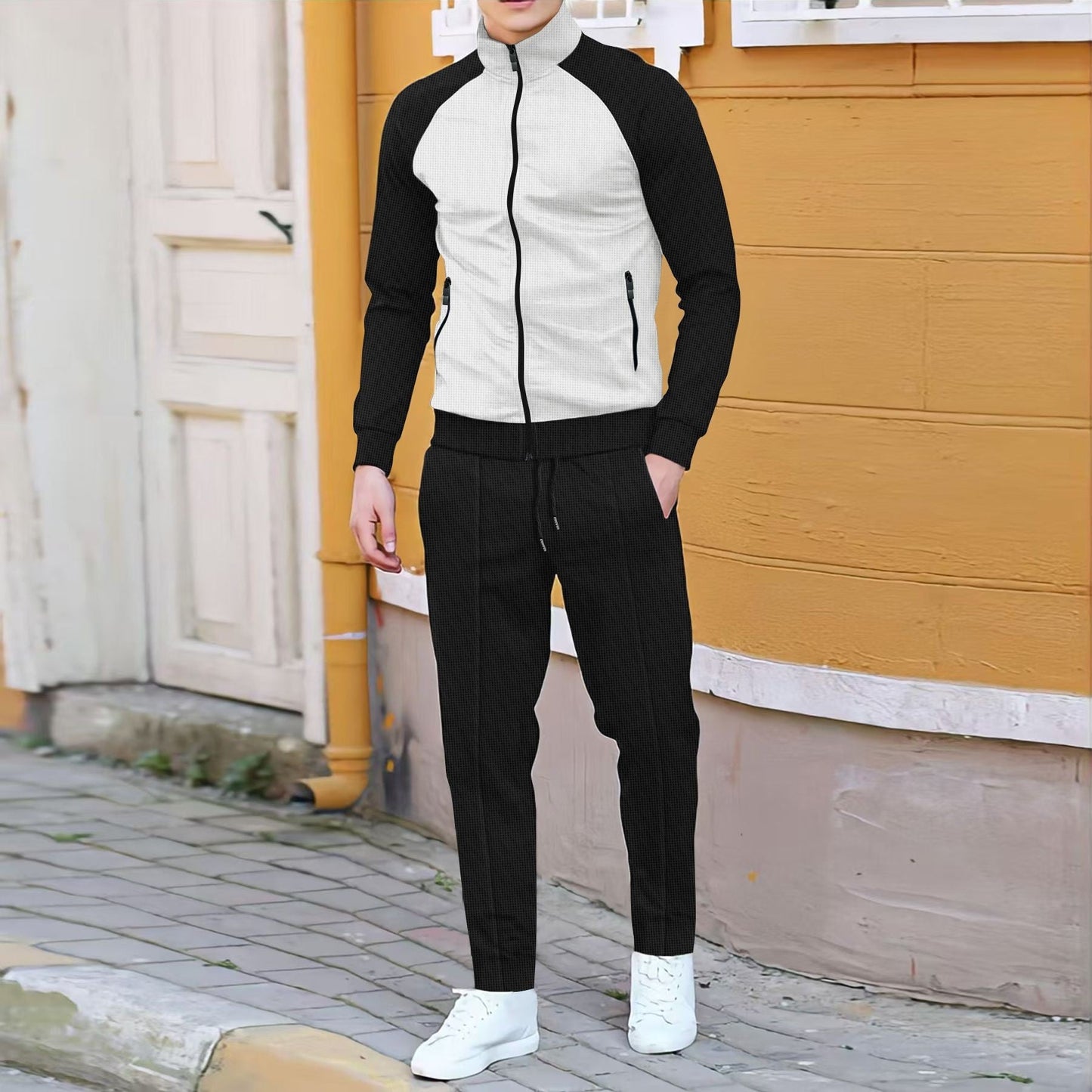 Herren Sportanzug Modern Elegant Schwarz