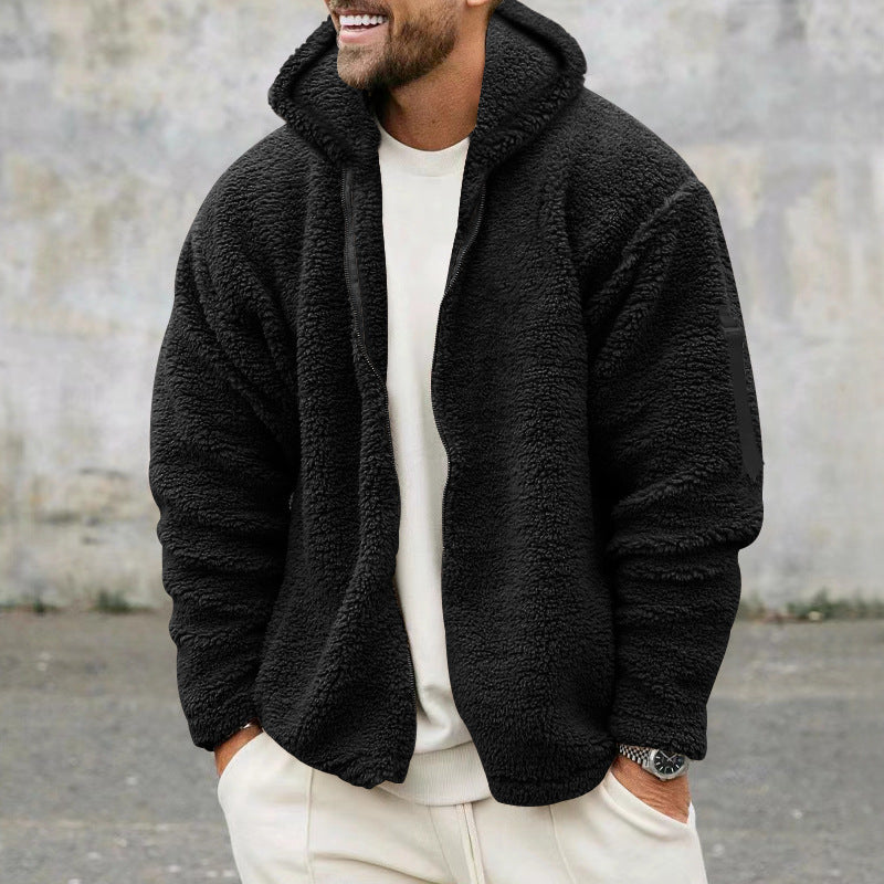 Herren Winterjacke Fleece Weich mit Kapuze Warm