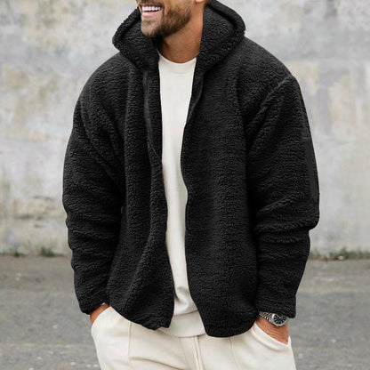 Herren Winterjacke Fleece Weich mit Kapuze Warm
