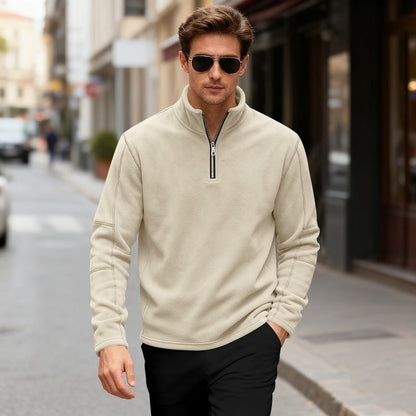 Herren Fleecepullover Kurz Reißverschluss Warm Modern