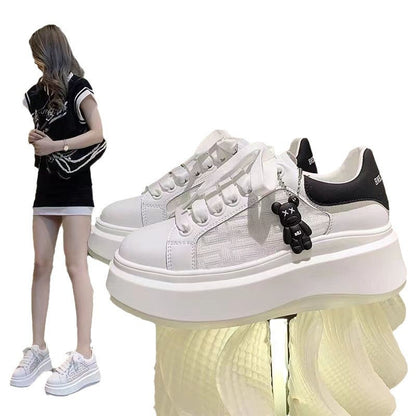Damen Sneaker Hoch Plattform Trendy Schnürung