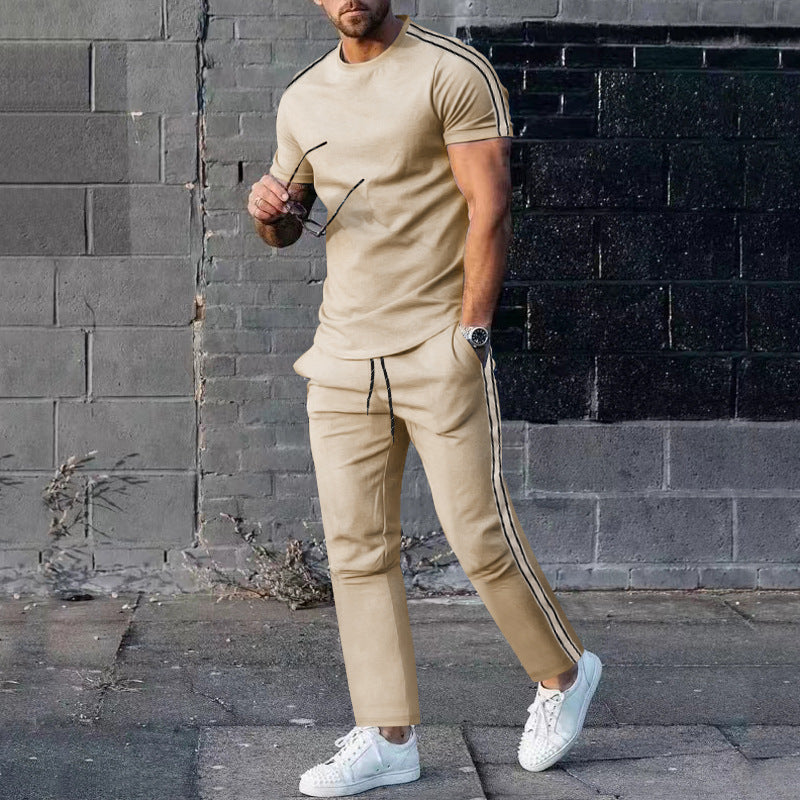 Herren Sportset Freizeit Outfit Mit Streifen Modern