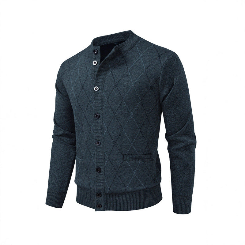 Herren Strickjacke Rautenmuster Modern Geschmeidig