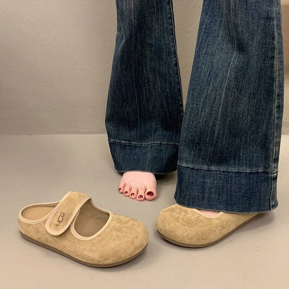 Damen Hausschuhe Klettverschluss Warm Bequem Frauen