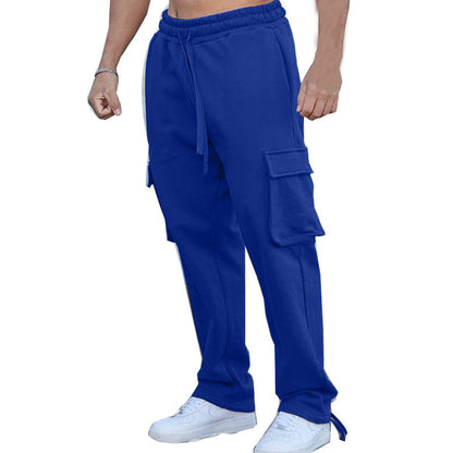 Herren Jogginghose Cargo Bequem Elastisch Schwarz