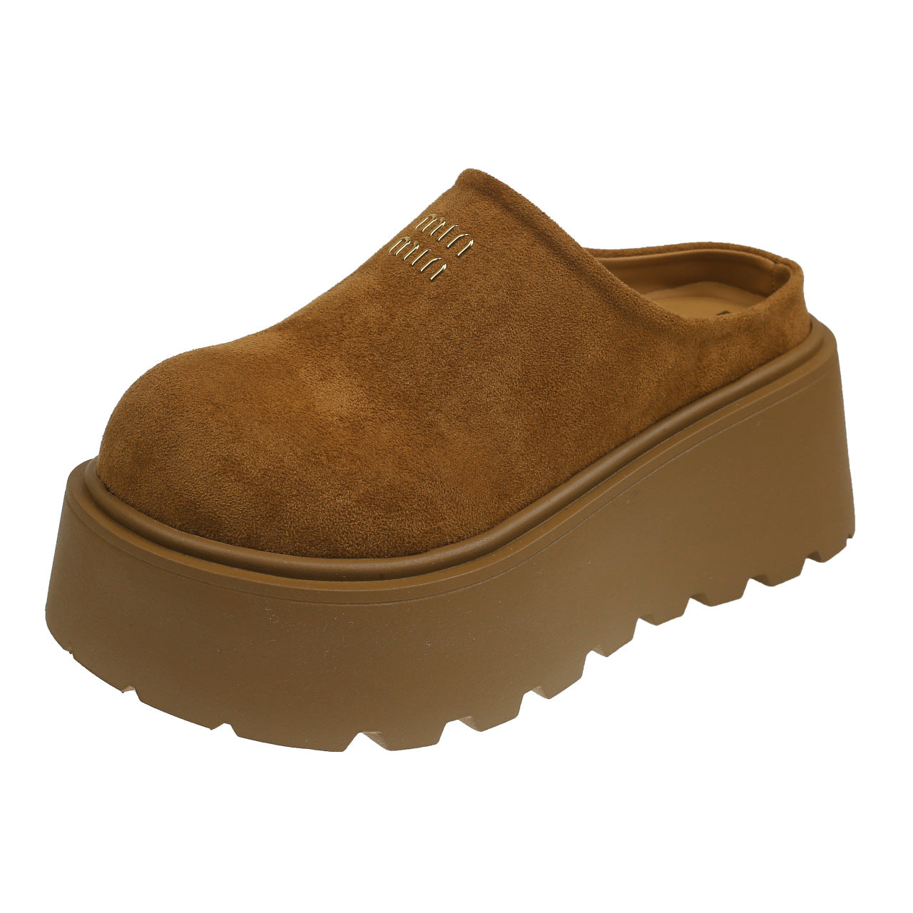 Damen Clogs Hohe Plattform Veloursleder Elegant