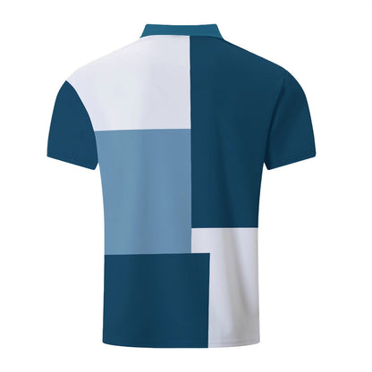 Herren Poloshirt Kurzarm Modern Blockdesign