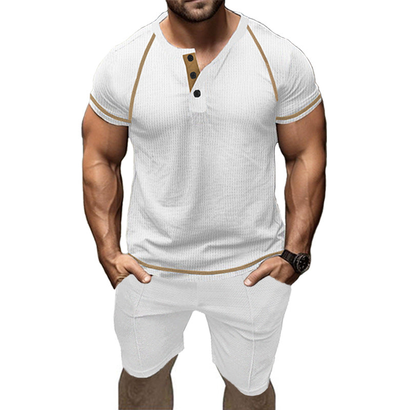 Herren Kurzarm-Set Atmungsaktiv Praktisch mit Taschen Sportlich