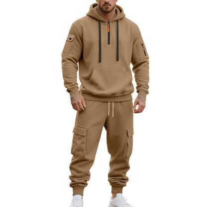 Herren Jogginganzug mit Hoodie und Cargo Taschen Sportlich Modern
