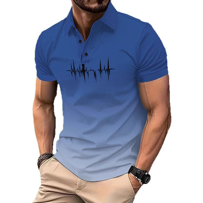 Herren Poloshirt EKG Motiv Modern Berlin Style