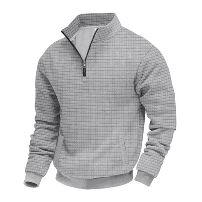 Herren Sweatshirt Halbzipp Reißverschluss Strukturiert Modern