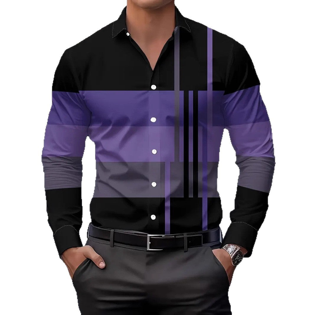 Herren Langarmhemd Modern Blockdesign Trendy