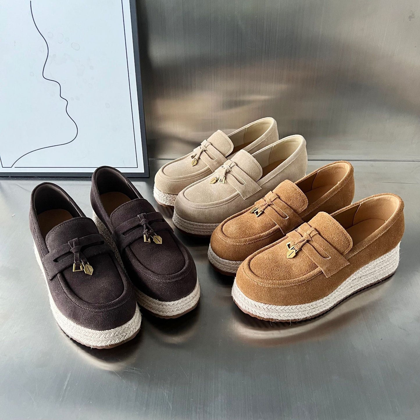 Damen Espadrilles Plateau Modisch Hochwertig