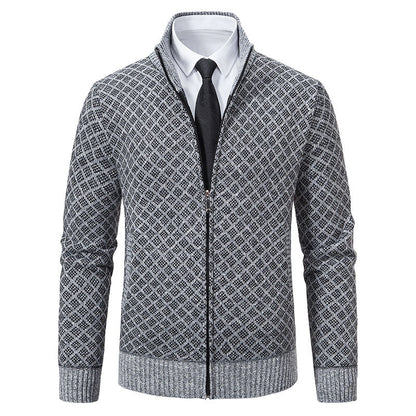Herren Strickjacke Modisch Zopfmuster Reißverschluss - BerlinGlamour
