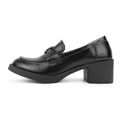 Damen Loafers Elegantes Design Blockabsatz Schnalle