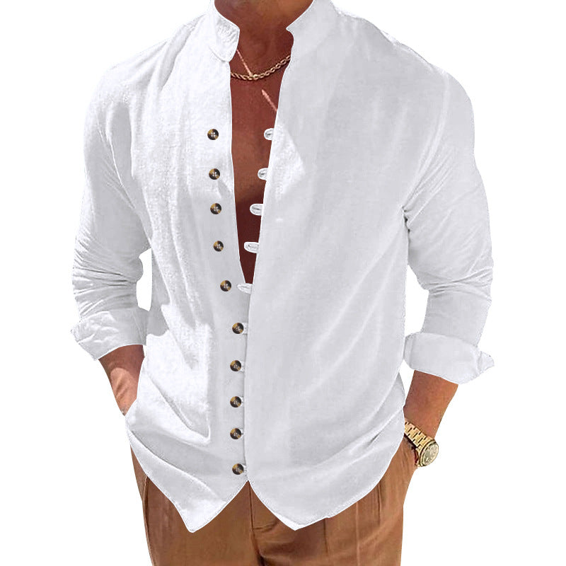 Herren Hemd Modern Stehkragen Slim Fit Designer