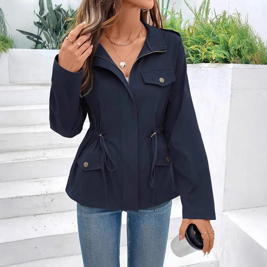 Damen Übergangsjacke Verstellbar Taschen Modern - BerlinGlamour