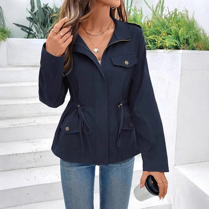Damen Übergangsjacke Verstellbar Taschen Modern - BerlinGlamour