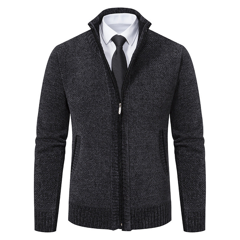 Herren Strickjacke Modern Elegante Reißverschluss Kragen