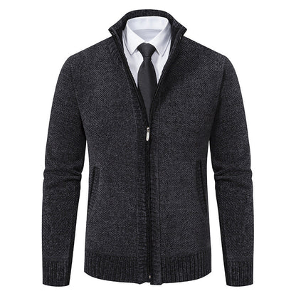 Herren Strickjacke Modern Elegante Reißverschluss Kragen