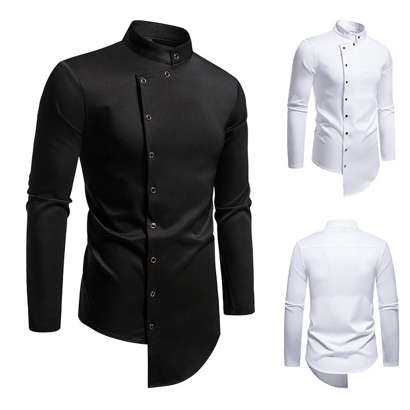 Herren Hemd Modern Asymmetrisch Eleganter Kragen
