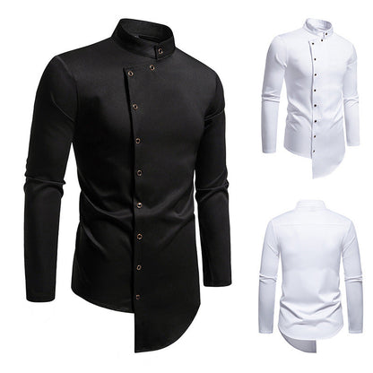 Herren Hemd Modern Asymmetrisch Eleganter Kragen