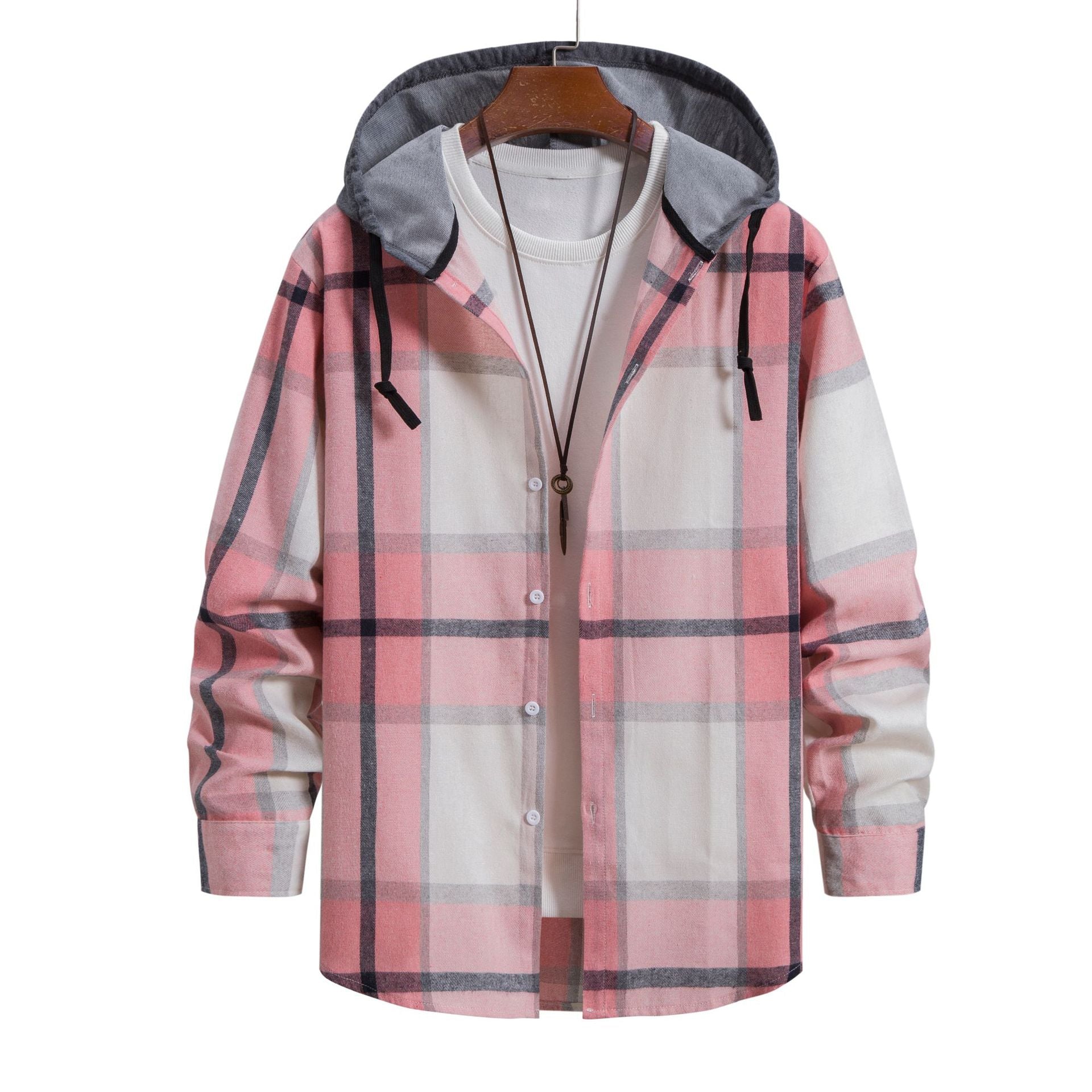 Herren Kapuzenjacke Langarm Karomuster Modern - BerlinGlamour