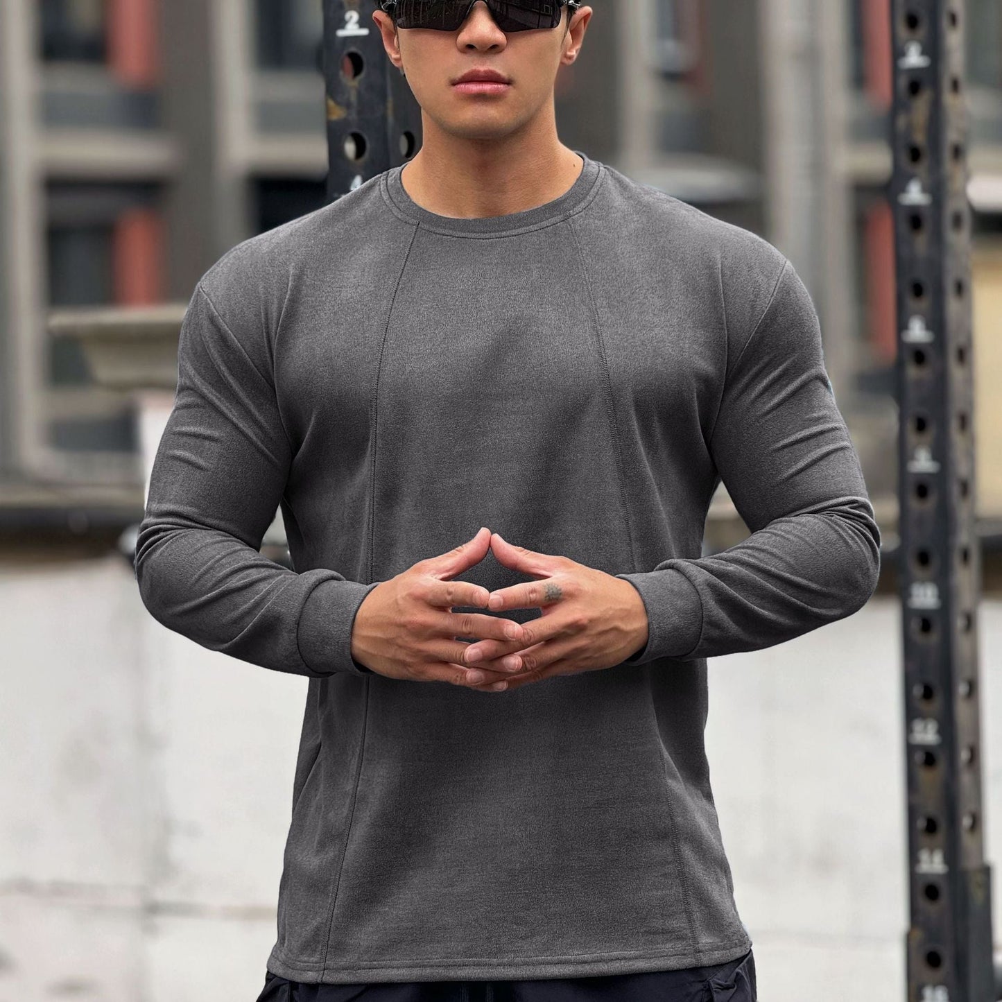 Herren Sportshirt Langarm Nahtlos Fit Schnitt
