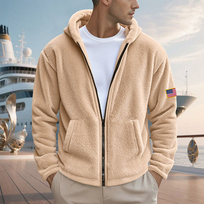 Herren Fleecejacke Reißverschluss Taschen Warm
